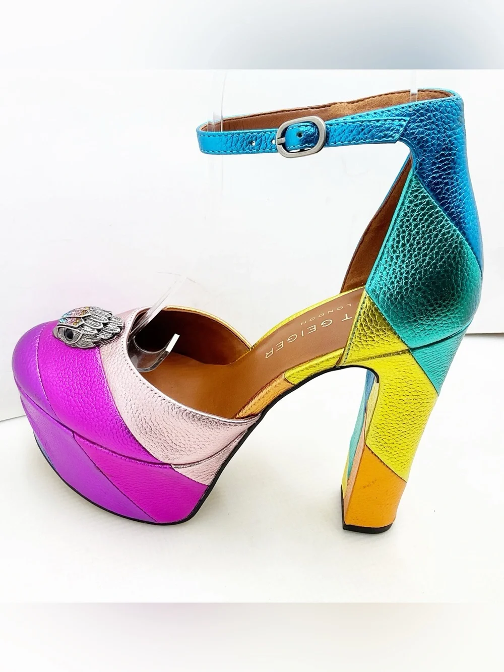 🆕{Kurt Geiger London} Kensington Leather Embellished High Heel Platform Pumps